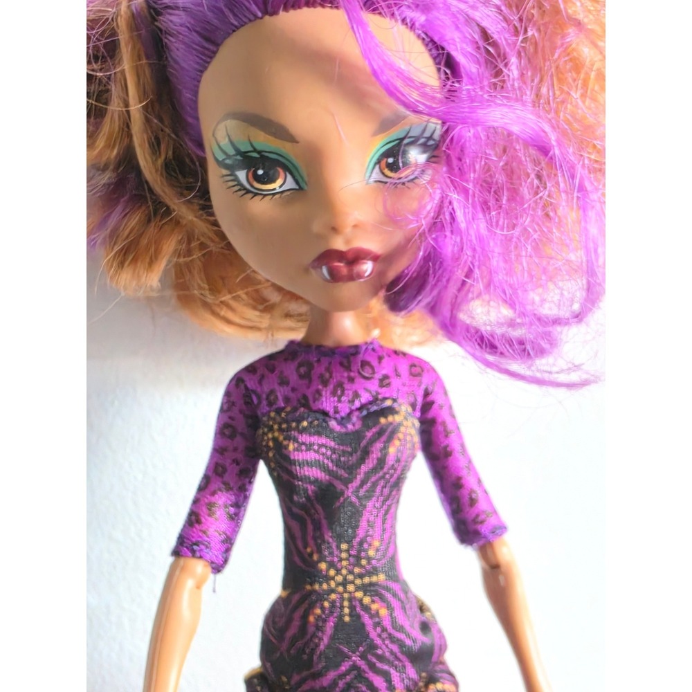 Mattel Monster High Ghouls Rule Clawdeen Wolf Doll Purple Leopard Dress Shoes
